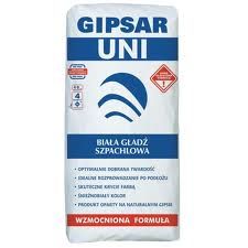 GIPSAR UNI - Wzmocniony polimerami. Biała gładź szpachlowa 20 kg