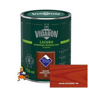 LAZURA OCHRONNO-DEKORACYJNA KOLOR MAHOŃ AFRYKAŃSKI 0,75L FIRMY VIDARON 