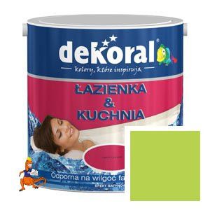 FARBA ŁAZIENKA & KUCHNIA KOLOR ORZEŹWIAJĄCA LIMONKA LATEKSOWA FARBA EMULSYJNA ODPORNA NA WILGOĆ 2,5L FIRMY DEKORAL 